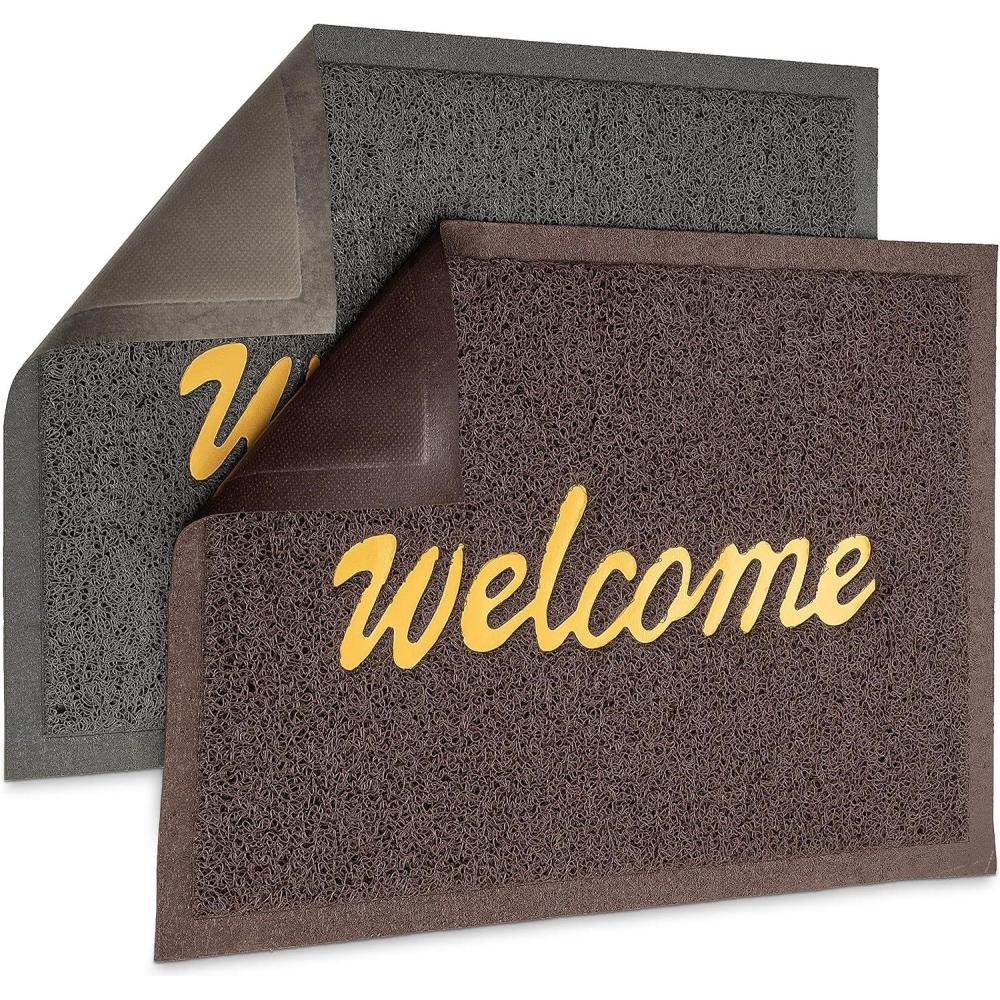 imageMoss ampamp Stone 2 Pcs Doormat Outdoor Entrance Rectangular 23x16 Door Mats Outdoor PVC Carpet Set Welcome Mats Outdoor Durable Entryway Rug Front Door Mat Grey Brown