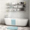 Moss & Stone 2 Pcs Bath Mat Set Light Gray, Soft and Comfortable Bathroom Rug + Shower Mat Non Slip, Bathtub Mat with Suction Cups, Water Absorbent Grey Bath Mat.(Light Blue)