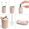 Moss & Stone 6 pcs Bathroom Accessories Set, Bathroom Decor Sets Includes Soap Dispenser, Toothbrush Holder, Toothbrush Cup, Soap Dish, A Bathroom Accessories Sets Complete (Beige)(Beige)