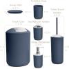 Moss & Stone 6 pcs Bathroom Accessories Set, Bathroom Decor Sets Includes Soap Dispenser, Toothbrush Holder, Toothbrush Cup, Soap Dish, A Bathroom Accessories Sets Complete (Beige)(Blue)