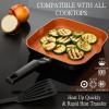 Moss & Stone Griddle Aluminum Bbq, 18×10.5 Rectangle Grill Pan for Indoor Cooking, Non-stick Flat Top Griddle Pan for Stove, For Fish Vegetables & As Steak Pan, StoveTop Induction Grill(Copper Square Grill Pan)