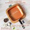 Moss & Stone Griddle Aluminum Bbq, 18×10.5 Rectangle Grill Pan for Indoor Cooking, Non-stick Flat Top Griddle Pan for Stove, For Fish Vegetables & As Steak Pan, StoveTop Induction Grill(Copper Square Grill Pan)