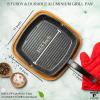 Moss & Stone Griddle Aluminum Bbq, 18×10.5 Rectangle Grill Pan for Indoor Cooking, Non-stick Flat Top Griddle Pan for Stove, For Fish Vegetables & As Steak Pan, StoveTop Induction Grill(Square Grill Pan Regular Handle Design)