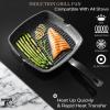 Moss & Stone Griddle Aluminum Bbq, 18×10.5 Rectangle Grill Pan for Indoor Cooking, Non-stick Flat Top Griddle Pan for Stove, For Fish Vegetables & As Steak Pan, StoveTop Induction Grill(Square Grill Pan Regular Handle Design)