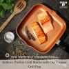 Moss & Stone Griddle Aluminum Bbq, 18×10.5 Rectangle Grill Pan for Indoor Cooking, Non-stick Flat Top Griddle Pan for Stove, For Fish Vegetables & As Steak Pan, StoveTop Induction Grill(Copper Square Grill Pan)