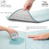 Moss & Stone Light Blue Fabric Shower Curtain for Bathroom with 12 Hooks, Shower Curtain Set with Shower Rug Light Blue and White Bathroom Sets, Waterproof & Machine Washable(Light Blue)