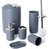 Moss & Stone 6 pcs Bathroom Accessories Set, Bathroom Decor Sets Includes Soap Dispenser, Toothbrush Holder, Toothbrush Cup, Soap Dish, A Bathroom Accessories Sets Complete (Beige)(Blue)