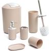 Moss & Stone 6 pcs Bathroom Accessories Set, Bathroom Decor Sets Includes Soap Dispenser, Toothbrush Holder, Toothbrush Cup, Soap Dish, A Bathroom Accessories Sets Complete (Beige)(Beige)