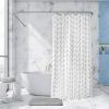 Moss & Stone Light Blue Fabric Shower Curtain for Bathroom with 12 Hooks, Shower Curtain Set with Shower Rug Light Blue and White Bathroom Sets, Waterproof & Machine Washable(Light Grey)