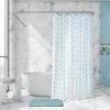 Moss & Stone Light Blue Fabric Shower Curtain for Bathroom with 12 Hooks, Shower Curtain Set with Shower Rug Light Blue and White Bathroom Sets, Waterproof & Machine Washable(Light Blue)