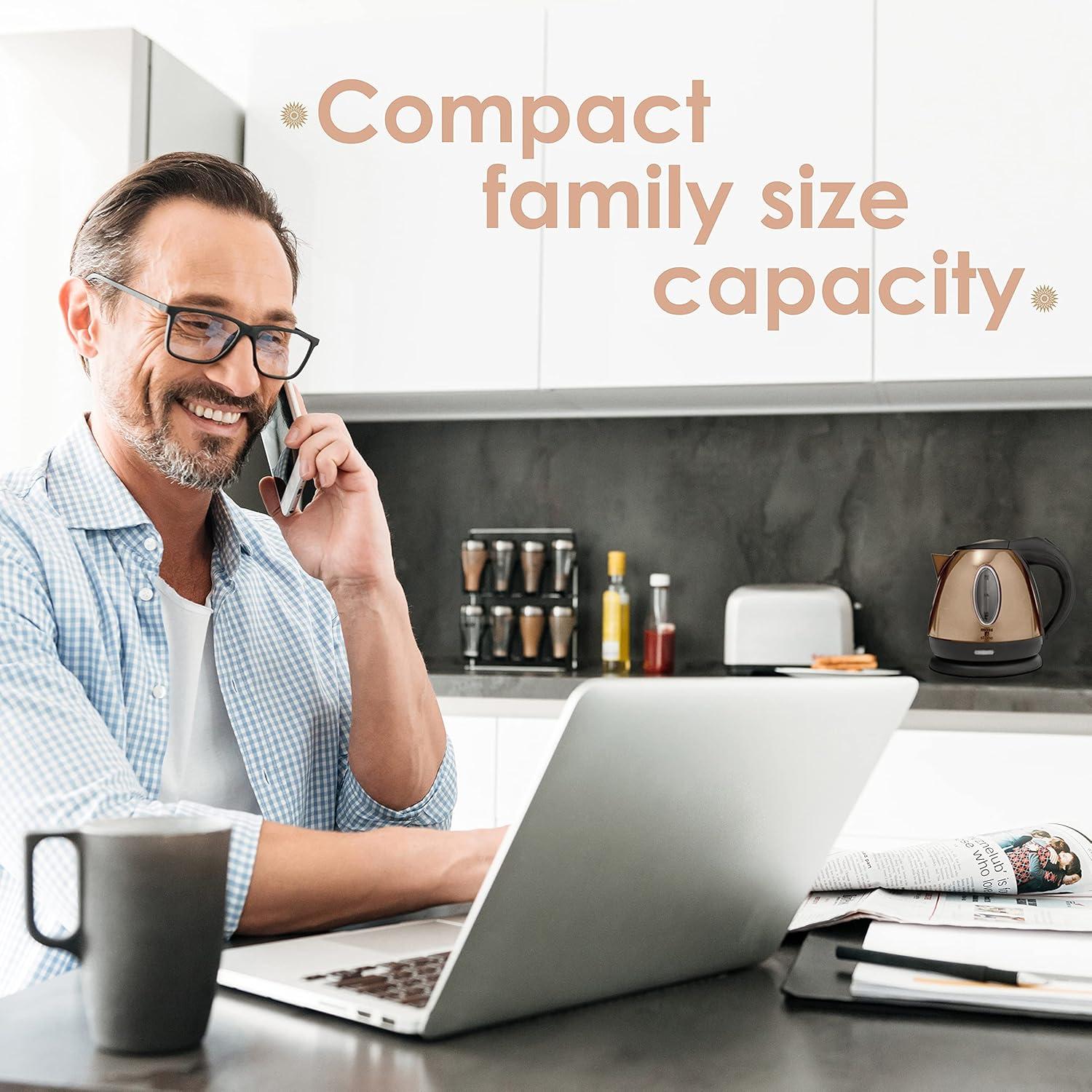 imageMoss ampamp Stone 12L Stainless Steel Small Electric Kettle Red Color Cordless 1500w Fast Boiling Pot Portable Hot Water Electric Tea Kettle With Boil Dry Protection ampamp Auto ShutOffChampagne