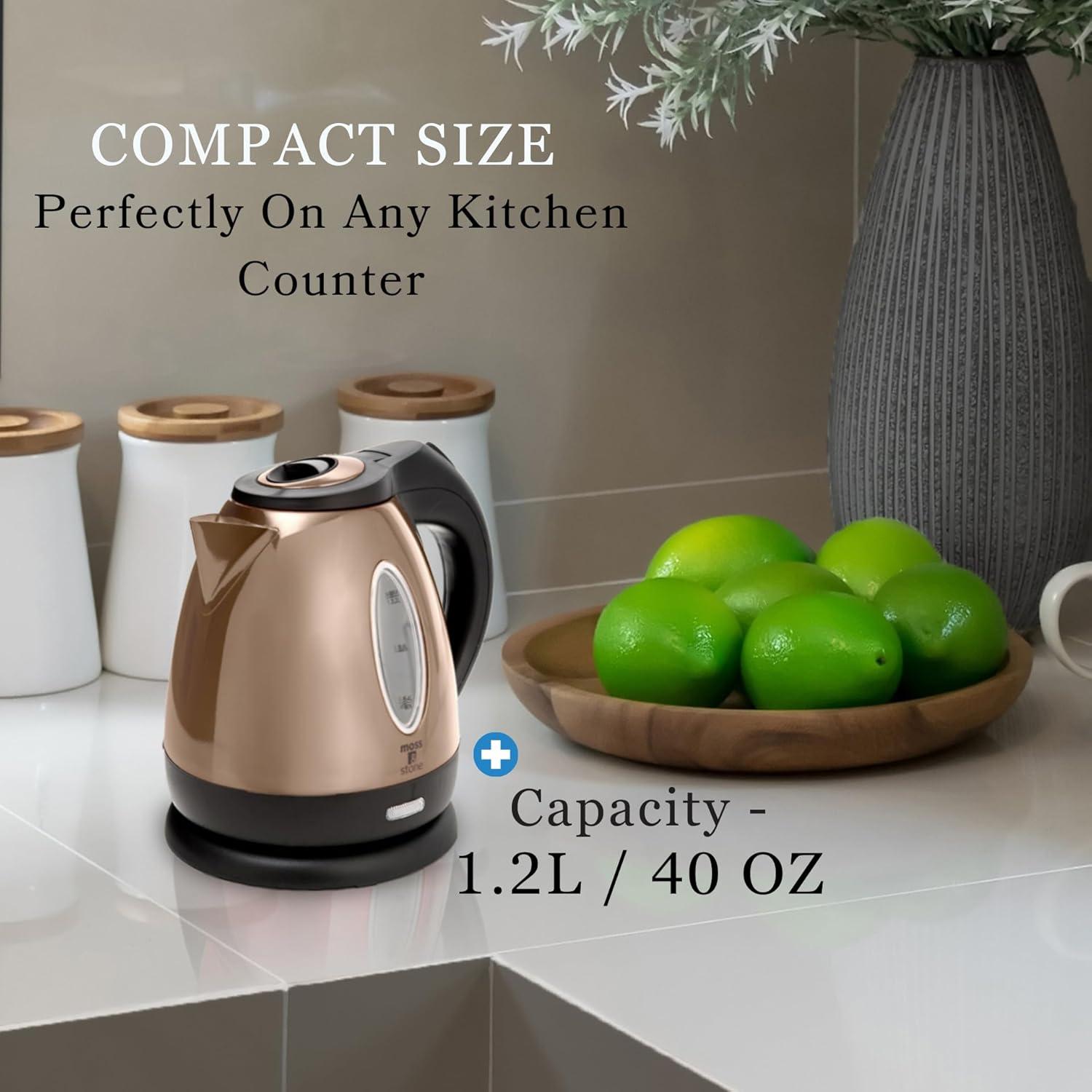 imageMoss ampamp Stone 12L Stainless Steel Small Electric Kettle Red Color Cordless 1500w Fast Boiling Pot Portable Hot Water Electric Tea Kettle With Boil Dry Protection ampamp Auto ShutOffChampagne