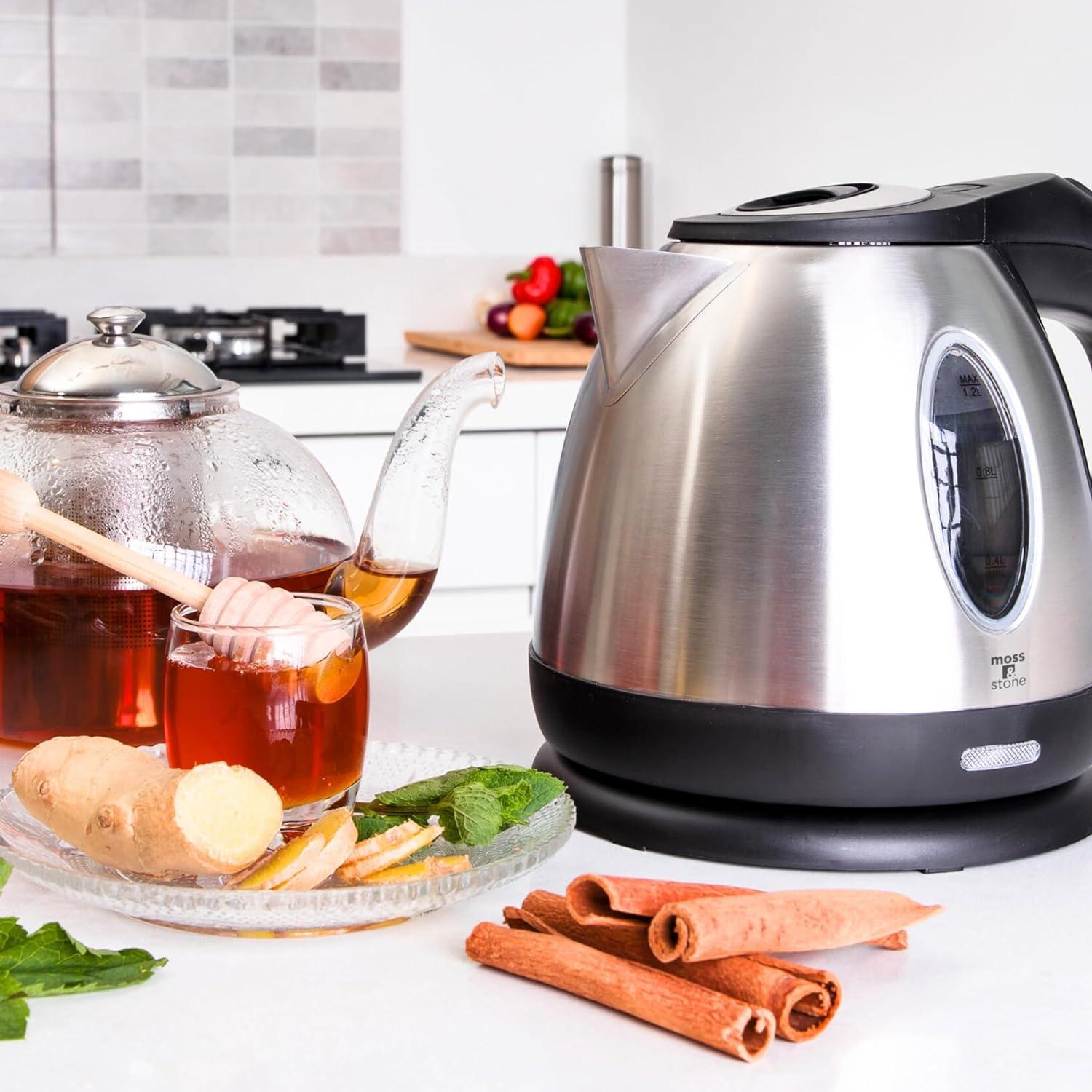imageMoss ampamp Stone 12L Stainless Steel Small Electric Kettle Red Color Cordless 1500w Fast Boiling Pot Portable Hot Water Electric Tea Kettle With Boil Dry Protection ampamp Auto ShutOffSilver