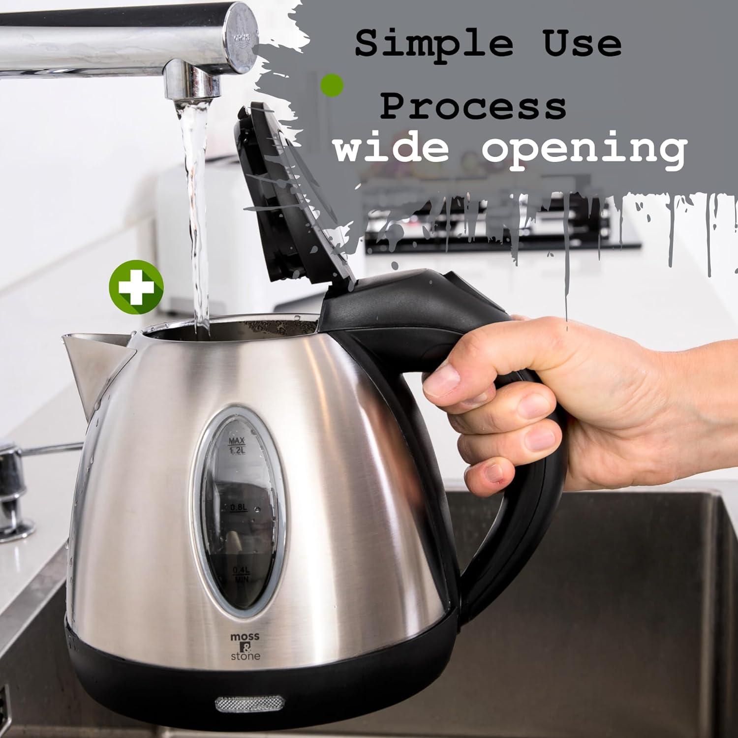 imageMoss ampamp Stone 12L Stainless Steel Small Electric Kettle Red Color Cordless 1500w Fast Boiling Pot Portable Hot Water Electric Tea Kettle With Boil Dry Protection ampamp Auto ShutOffSilver