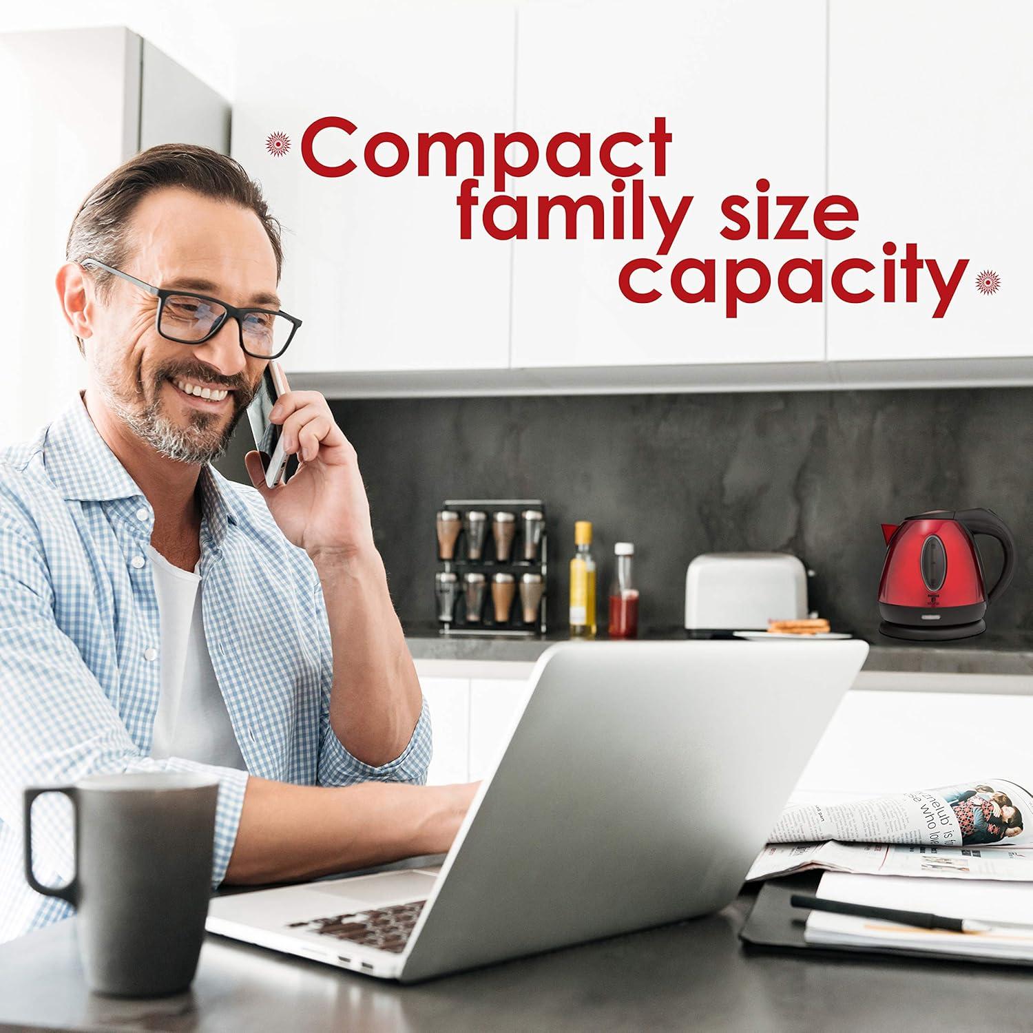 imageMoss ampamp Stone 12L Stainless Steel Small Electric Kettle Red Color Cordless 1500w Fast Boiling Pot Portable Hot Water Electric Tea Kettle With Boil Dry Protection ampamp Auto ShutOffRed