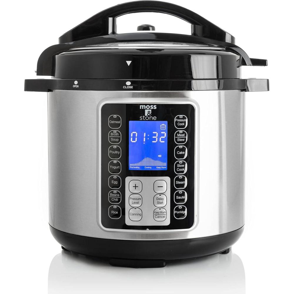 imageMoss ampamp Stone  Small Digital Electric Rice Cooker 48 Cups 10 Preset Settings Brown and White Rice Steamer Slow Cooker with Steamer for Vegetables PotElectric Pressure Cooker