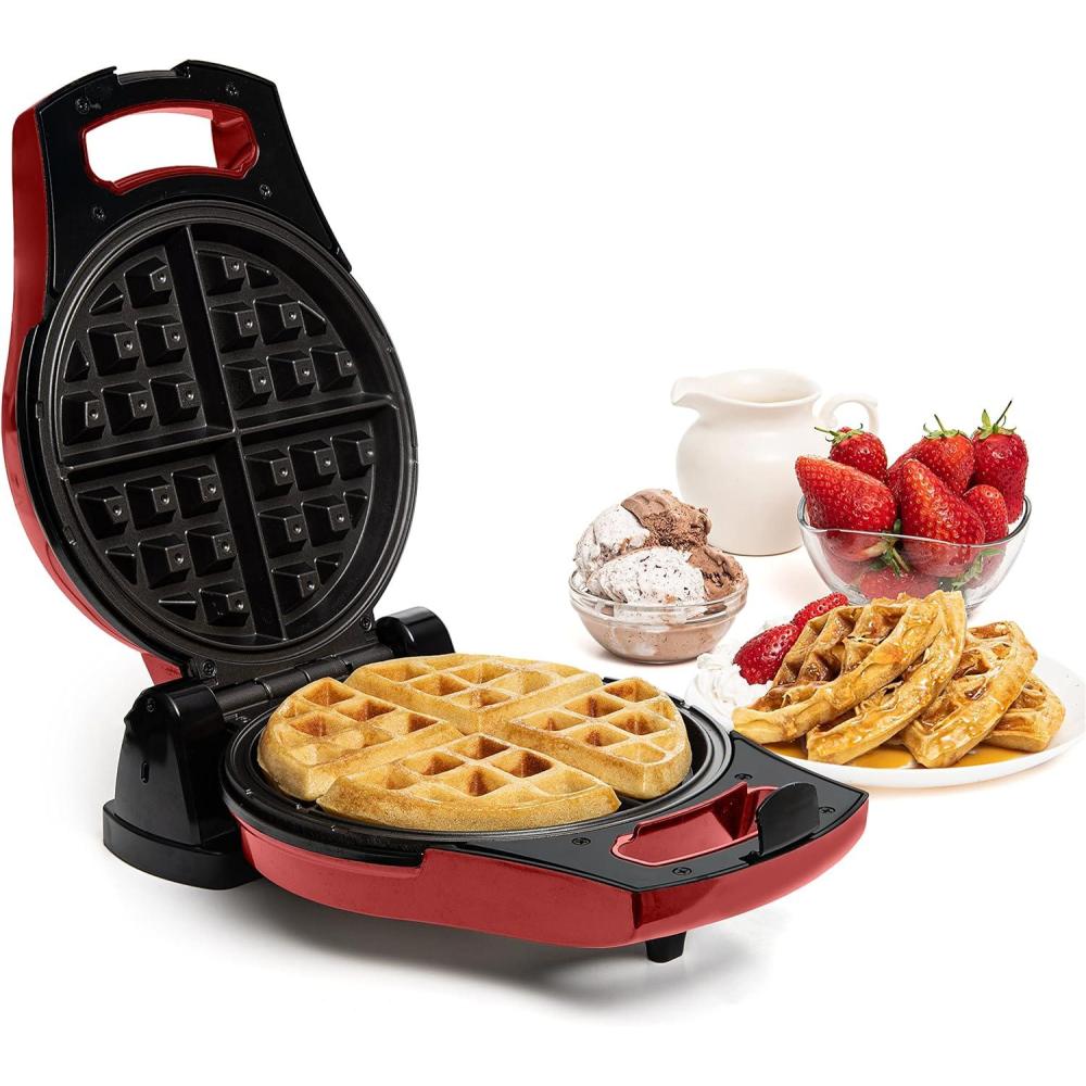 imageMoss ampamp Stone Belgian Waffle Maker Electric Waffle Machine Flips ampamp NonStick GridsTemperature Control Round Waffle BlackRed