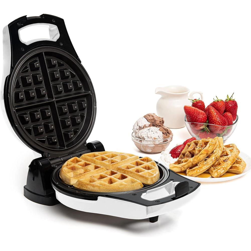 imageMoss ampamp Stone Belgian Waffle Maker Electric Waffle Machine Flips ampamp NonStick GridsTemperature Control Round Waffle BlackWhite
