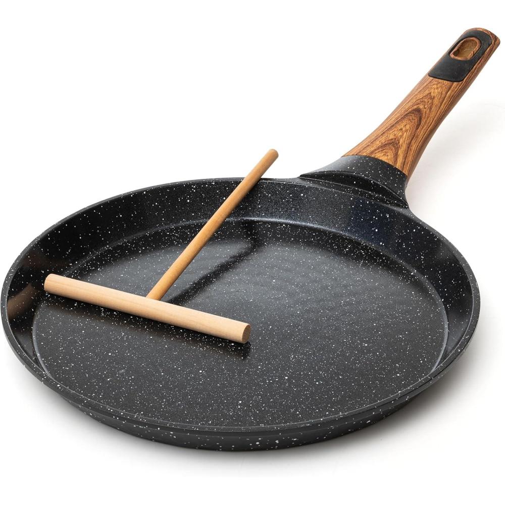imageMoss ampamp Stone Electric Crepe Maker  8 Portable Crepe Pan Nonstick with Dipping Plate Auto ShutOff OnOff Switch Even Heating ampamp One Automatic Temperature Control  Compact Crepe MakerStove Black