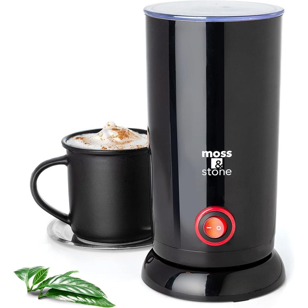 imageMoss ampamp Stone Electric Milk Frother Latte Art Steamer Electric Cappuccino Machine And Milk Warmer Hot Foam Maker and Milk Warmer for Latte Cappuccinos Macchiato Hot Chocolate MilkBlack
