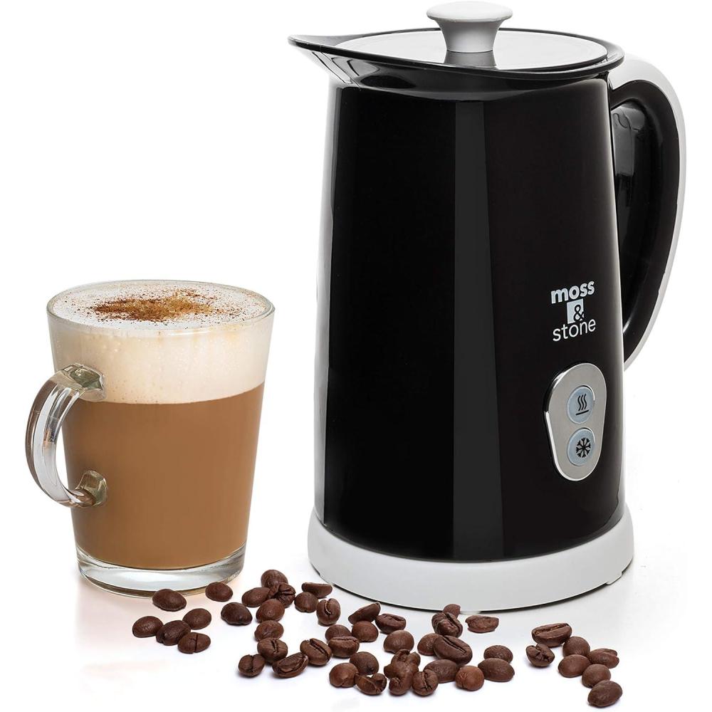 imageMoss ampamp Stone Electric Milk Frother Latte Art Steamer Electric Cappuccino Machine And Milk Warmer Hot Foam Maker and Milk Warmer for Latte Cappuccinos Macchiato Hot Chocolate MilkBlack  White