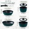 Moss & Stone 10pcs Black Pots and Pans Set Non Stick, Cookware Sets Detachable Handle, RV Kitchen Set Removable Handle, Oven Safe, Induction Ready, Stackable Non-stick Set, Camping Cookware Set(10 Pcs Blue)