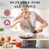 Moss & Stone 10pcs Black Pots and Pans Set Non Stick, Cookware Sets Detachable Handle, RV Kitchen Set Removable Handle, Oven Safe, Induction Ready, Stackable Non-stick Set, Camping Cookware Set(5 Pcs Burgandy)