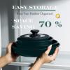 Moss & Stone 10pcs Black Pots and Pans Set Non Stick, Cookware Sets Detachable Handle, RV Kitchen Set Removable Handle, Oven Safe, Induction Ready, Stackable Non-stick Set, Camping Cookware Set(10 Pcs Blue)