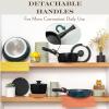 Moss & Stone 10pcs Black Pots and Pans Set Non Stick, Cookware Sets Detachable Handle, RV Kitchen Set Removable Handle, Oven Safe, Induction Ready, Stackable Non-stick Set, Camping Cookware Set(10 Pcs Blue)