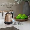 Moss & Stone 1.2L Stainless Steel Small Electric Kettle Red Color, Cordless 1500w Fast Boiling Pot, Portable Hot Water Electric Tea Kettle With Boil Dry Protection & Auto Shut-Off(Champagne)