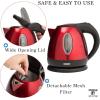 Moss & Stone 1.2L Stainless Steel Small Electric Kettle Red Color, Cordless 1500w Fast Boiling Pot, Portable Hot Water Electric Tea Kettle With Boil Dry Protection & Auto Shut-Off(Red)