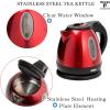Moss & Stone 1.2L Stainless Steel Small Electric Kettle Red Color, Cordless 1500w Fast Boiling Pot, Portable Hot Water Electric Tea Kettle With Boil Dry Protection & Auto Shut-Off(Red)