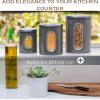 Moss & Stone 3-Piece Beige Canisters Sets For The Kitchen, Airtight Canister Set With See Through Window, Storage Jars for Coffee Container, Tea Organizer & Sugar Canister, Beige Kitchen Canisters(Gray)