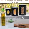 Moss & Stone 3-Piece Beige Canisters Sets For The Kitchen, Airtight Canister Set With See Through Window, Storage Jars for Coffee Container, Tea Organizer & Sugar Canister, Beige Kitchen Canisters(Black)