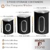 Moss & Stone 3-Piece Beige Canisters Sets For The Kitchen, Airtight Canister Set With See Through Window, Storage Jars for Coffee Container, Tea Organizer & Sugar Canister, Beige Kitchen Canisters(Black)