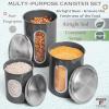 Moss & Stone 3-Piece Beige Canisters Sets For The Kitchen, Airtight Canister Set With See Through Window, Storage Jars for Coffee Container, Tea Organizer & Sugar Canister, Beige Kitchen Canisters(Gray)