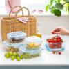 Moss & Stone 4-Pack Divided Kitchen Glass Food Storage Containers Set with Lids – Reusable 2-Compartment Glass Meal Prep Containers for Kitchen, Lunch or Fridge, Airtight Snap-Lock – 2 Sizes Included(10-Pcs Rectangular & Square)