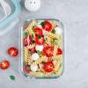 Moss & Stone 4-Pack Divided Kitchen Glass Food Storage Containers Set with Lids – Reusable 2-Compartment Glass Meal Prep Containers for Kitchen, Lunch or Fridge, Airtight Snap-Lock – 2 Sizes Included(10-Pcs Rectangular & Square)