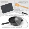 Moss & Stone 5 Pcs Carbon Wok Set, Carbon Steel Wok Pan 12 Inch Woks and Stir Fry Pans, Chinese Wok For Electric, Induction & Gas Stove With Glass Lid, Wok Spatula, Chopping Board & Paring Knife