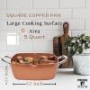 Moss & Stone 5 Pcs Copper Chef Cookware Non Stick Deep Frying Pan, Fry Basket, Steamer Rack, Dishwasher & Oven Safe, 5 Qt Deep Square Pan, Induction Copper Cookware Set – 9.5″ x 3.5″(Copper Cookware)