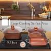 Moss & Stone 5 Pcs Copper Chef Cookware Non Stick Deep Frying Pan, Fry Basket, Steamer Rack, Dishwasher & Oven Safe, 5 Qt Deep Square Pan, Induction Copper Cookware Set – 9.5″ x 3.5″(7 Pcs Copper Cookware)