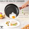 Moss & Stone 6 Pcs Dark Grey Nonstick Cookware Set, Pots And Pans Set Non stick With Glass Lid, Induction Cookware, Stay-Cool Handle PTFE/PFOA Kitchen Pots 6-Piece with Frying Pans & Saucepan(6 Pcs Burgundy)