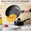Moss & Stone 6 Pcs Dark Grey Nonstick Cookware Set, Pots And Pans Set Non stick With Glass Lid, Induction Cookware, Stay-Cool Handle PTFE/PFOA Kitchen Pots 6-Piece with Frying Pans & Saucepan(6 Pcs Black)