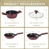 Moss & Stone 6 Pcs Dark Grey Nonstick Cookware Set, Pots And Pans Set Non stick With Glass Lid, Induction Cookware, Stay-Cool Handle PTFE/PFOA Kitchen Pots 6-Piece with Frying Pans & Saucepan(4 Pcs Burgundy)