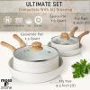 Moss & Stone 6 Pcs Dark Grey Nonstick Cookware Set, Pots And Pans Set Non stick With Glass Lid, Induction Cookware, Stay-Cool Handle PTFE/PFOA Kitchen Pots 6-Piece with Frying Pans & Saucepan(6 Pcs White)