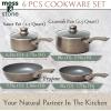 Moss & Stone 6 Pcs Dark Grey Nonstick Cookware Set, Pots And Pans Set Non stick With Glass Lid, Induction Cookware, Stay-Cool Handle PTFE/PFOA Kitchen Pots 6-Piece with Frying Pans & Saucepan(6 Pcs Dark Grey)