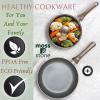 Moss & Stone 6 Pcs Dark Grey Nonstick Cookware Set, Pots And Pans Set Non stick With Glass Lid, Induction Cookware, Stay-Cool Handle PTFE/PFOA Kitchen Pots 6-Piece with Frying Pans & Saucepan(6 Pcs Dark Grey)