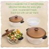 Moss & Stone 6-Piece Clear Glass Casserole Dishes for Oven With Lids, Durable Borosilicate Glass Bakeware Set, Microwave Safe, 3 Round Sizes for Cooking, Serving & Storage(Clear Yellowish Glass)