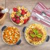 Moss & Stone 6-Piece Clear Glass Casserole Dishes for Oven With Lids, Durable Borosilicate Glass Bakeware Set, Microwave Safe, 3 Round Sizes for Cooking, Serving & Storage(Clear Yellowish Glass)