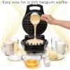 Moss & Stone Belgian Waffle Maker, Electric Waffle Machine, Flips & Non-Stick Grids,Temperature Control, Round Waffle (Black)(Black)